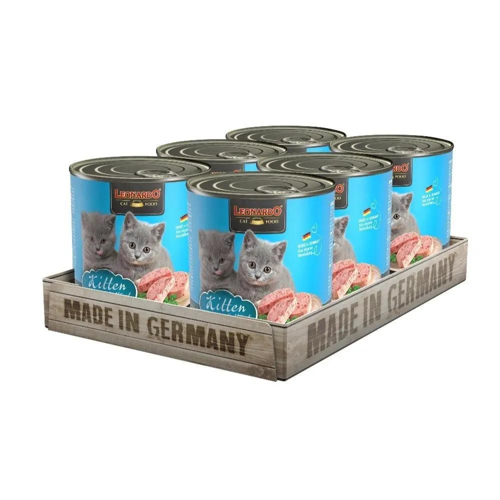 LEONARDO KITTEN - Pack of 6 Cans of Wet Food for Kittens & Puppies with Fresh Meat, Rich in Poultry