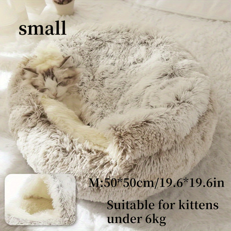 Winter Universal Plush Round Hooded Pet Bed, Warm Dog Bed Bed Suitable for Small s and Dogs, Cozy Fluffy Soft Bed Dog Bed, Warm Donut Pet Mat for s and, Christmas Holiday Gift - PAW-SOME PETS
