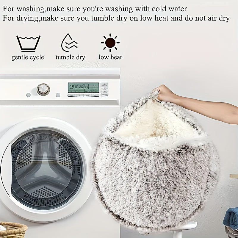 Winter Universal Plush Round Hooded Pet Bed, Warm Dog Bed Bed Suitable for Small s and Dogs, Cozy Fluffy Soft Bed Dog Bed, Warm Donut Pet Mat for s and, Christmas Holiday Gift - PAW-SOME PETS