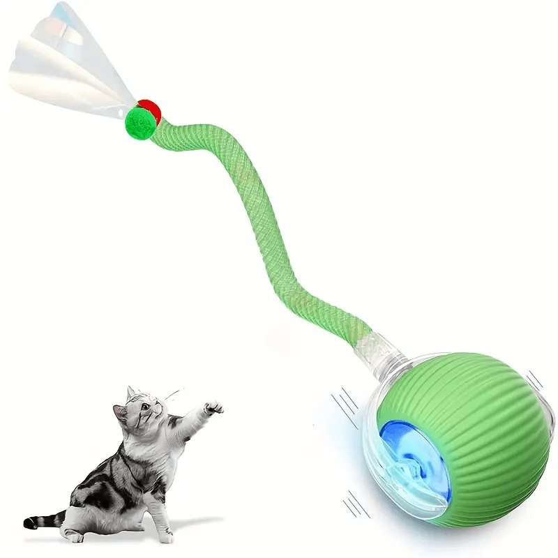 Smart Interactive Cat & Dog Toy Ball with USB Rechargeable Battery, Automatic Rolling Interactive Ball with Elastic Net Tail, Interactive Cat & Dog Toy for Siamese Cats - PAW-SOME PETS