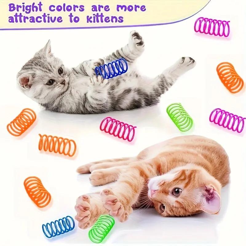 Whimsical Cat Spiral Toys - Interactive Indoor Playset for Kitten Hunting, Swatting, Biting - Colorful Plastic Coil Springs for Endless Fun and Exercise PAW-SOME PETS