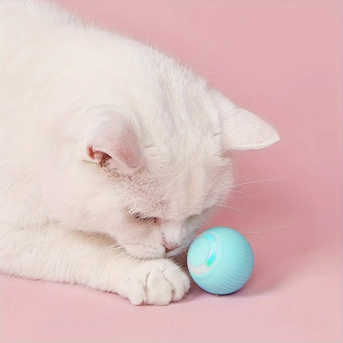 1-Pack MIAOQUANJI Smart Automatic Rolling Ball Toy for Cats - USB Rechargeable Interactive Cat Toy with Motion-Activated Glow-in-the-Dark Feature, Durable Silicone, Safe for All Breeds & Sizes, Indoor Play & Mental Stimulatio