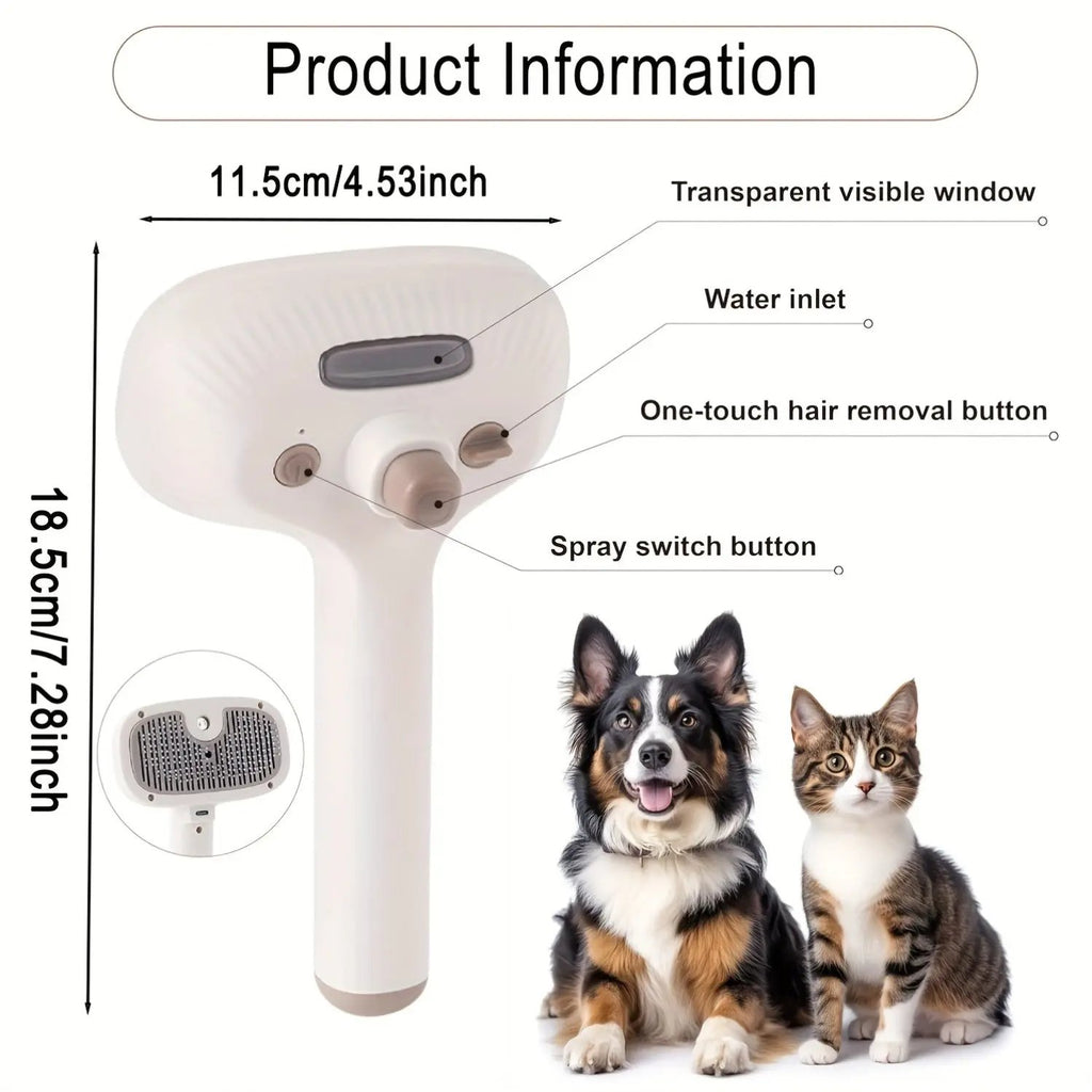 1pc USB Rechargeable Pet Grooming Brush for Cats & Dogs - Stainless Steel Bristles, Ergonomic Handle, Gentle on Sensitive Light, Ideal for Short & Long Hair, Promotes Healthy Coat, Pet Grooming Tool, Sleek Design, Durable Con