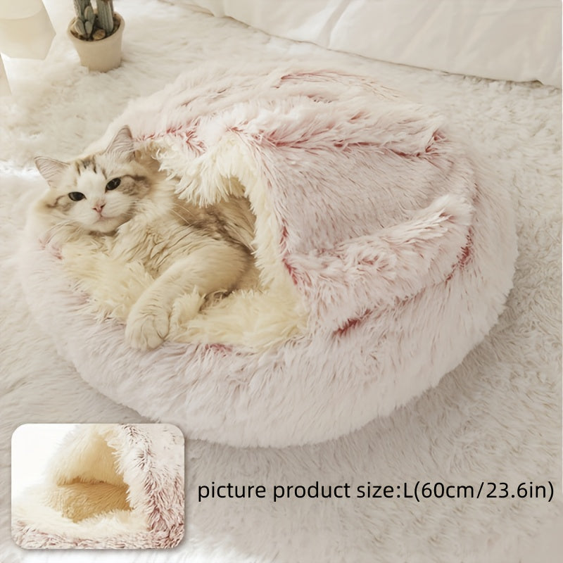 Winter Universal Plush Round Hooded Pet Bed, Warm Dog Bed Bed Suitable for Small s and Dogs, Cozy Fluffy Soft Bed Dog Bed, Warm Donut Pet Mat for s and, Christmas Holiday Gift - PAW-SOME PETS