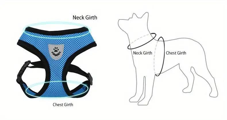 Dog Harnesses Leash, Mesh Cloth Pet Collars, Puppy Breathable Reflective Lead Dog Rope, Adjustable Pet Supplies Christmas Gift