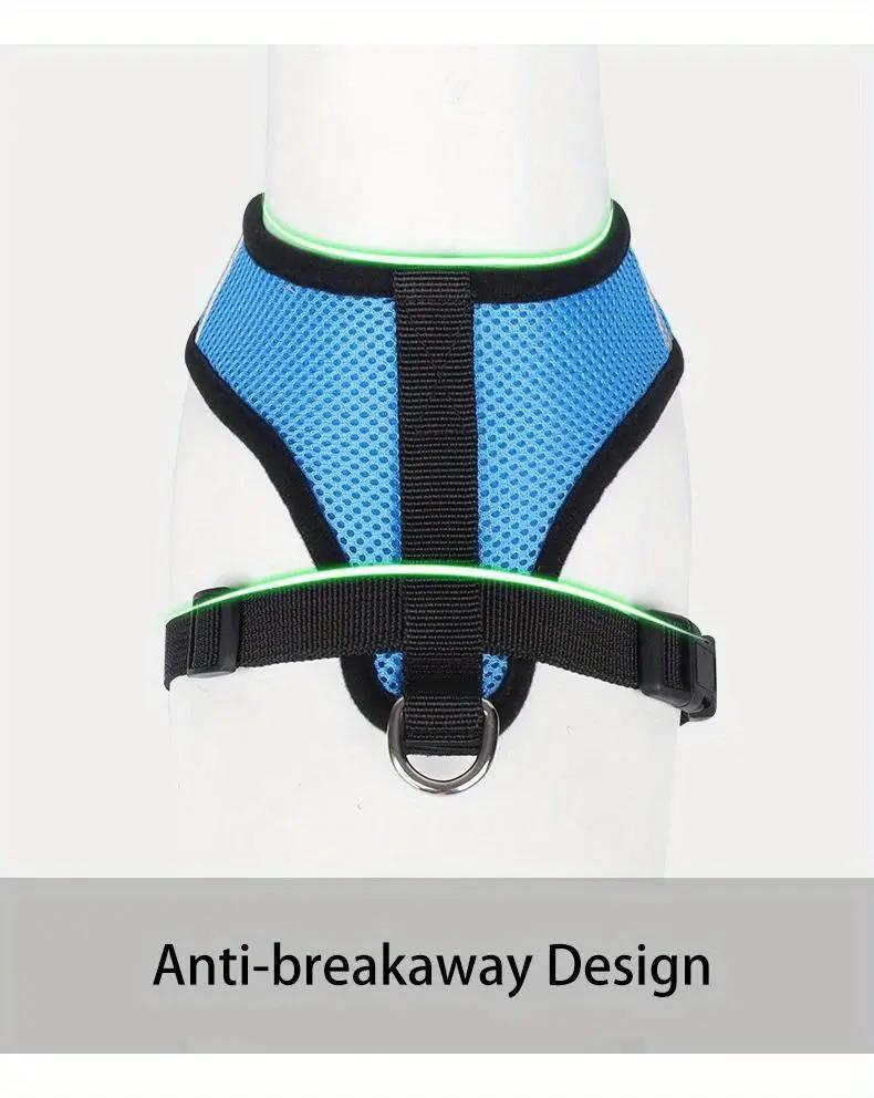 Dog Harnesses Leash, Mesh Cloth Pet Collars, Puppy Breathable Reflective Lead Dog Rope, Adjustable Pet Supplies Christmas Gift