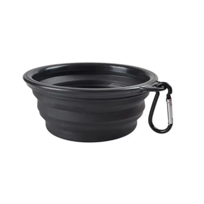 Portable Foldable Pet Bowl with Black Frame, 350ml TPR Dog Food Dish for Outdoors