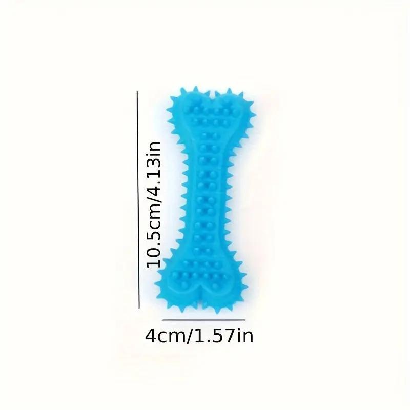 Polka Dot Bone-Shaped Dog Chew Toy - Durable Rubber Toothbrush Stick For Teeth Cleaning, Training & Play