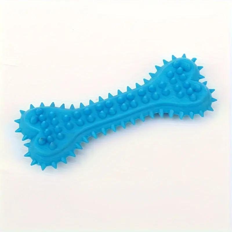 Polka Dot Bone-Shaped Dog Chew Toy - Durable Rubber Toothbrush Stick For Teeth Cleaning, Training & Play