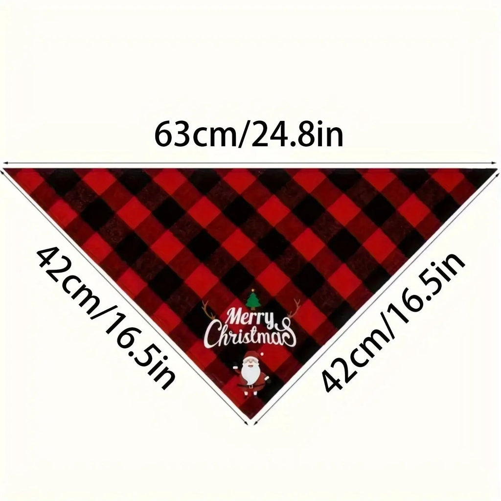 Christmas Dog Bandana with Santa Hat & "Merry Christmas" Lettering - Adjustable Holiday Pet Accessory for Small, Medium & Large Dogs - Festive Party Decorations, Plaid & Snowman Designs