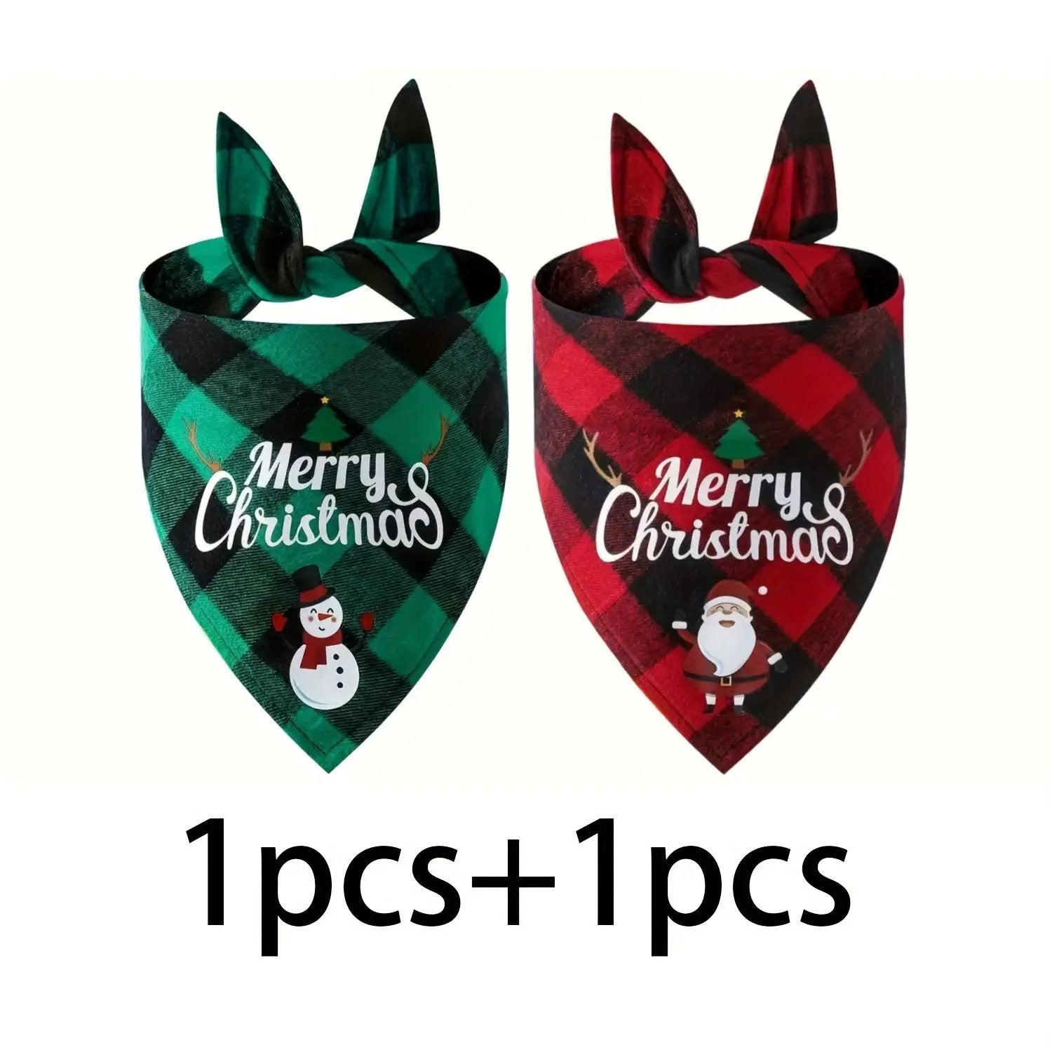 Christmas Dog Bandana with Santa Hat & "Merry Christmas" Lettering - Adjustable Holiday Pet Accessory for Small, Medium & Large Dogs - Festive Party Decorations, Plaid & Snowman Designs