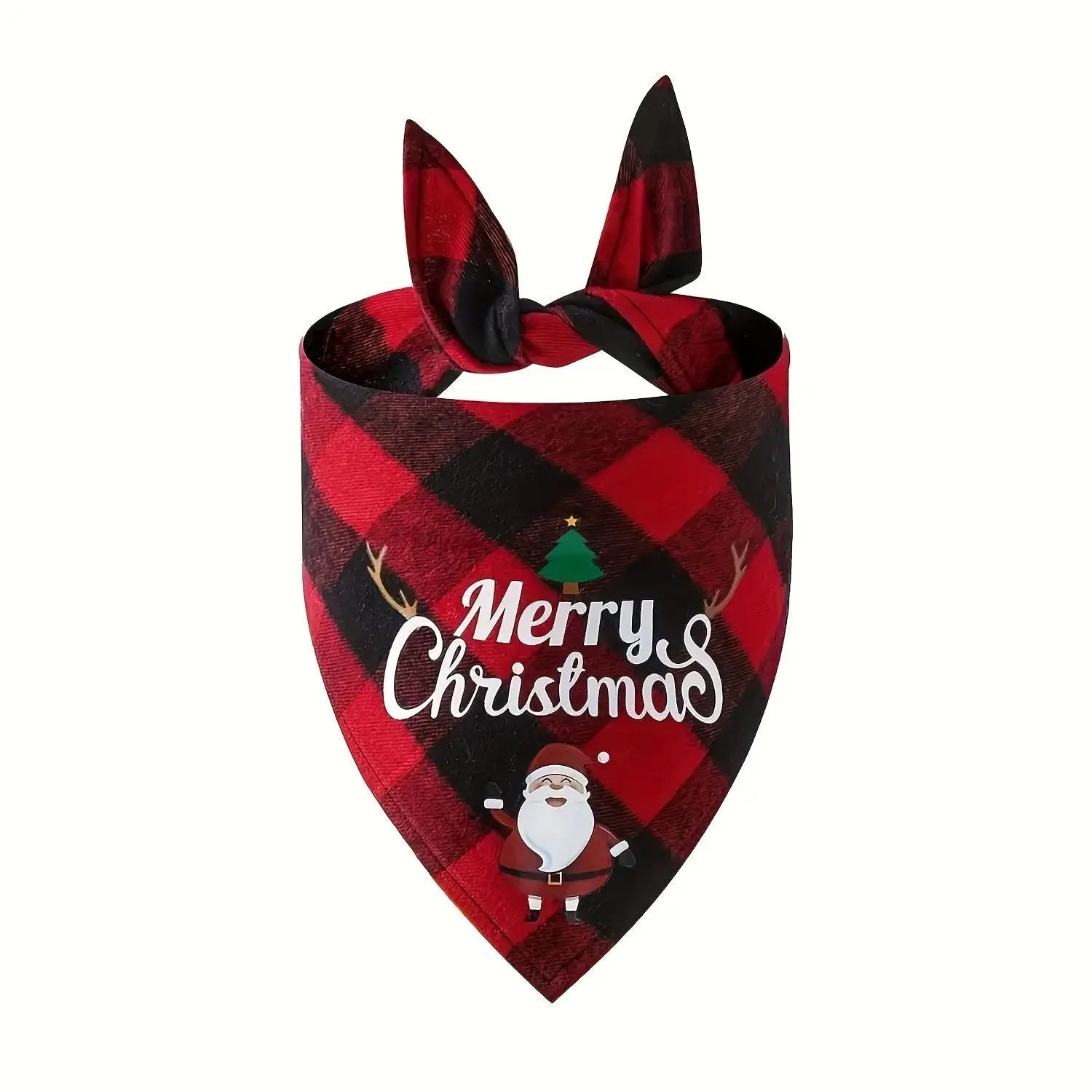 Christmas Dog Bandana with Santa Hat & "Merry Christmas" Lettering - Adjustable Holiday Pet Accessory for Small, Medium & Large Dogs - Festive Party Decorations, Plaid & Snowman Designs