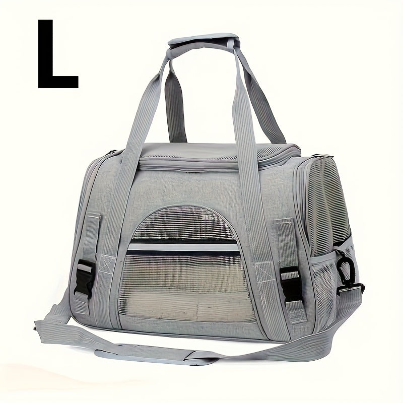 Portable Cat Carrier with Plush Mat - Large Capacity Breathable Travel Bag for Pet Outings, Zipper Closure, Ventilated Mesh & Soft Lining, Secure Straps for Car & Outdoor Use, Cat Travel Carrier, Secure Latching System - PAW-SOME PETS