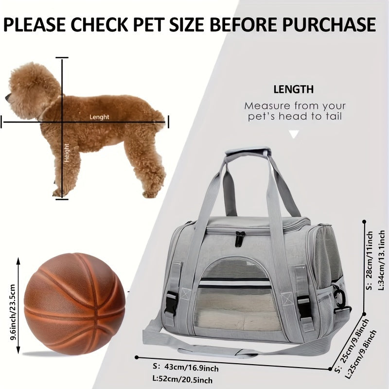 Portable Cat Carrier with Plush Mat - Large Capacity Breathable Travel Bag for Pet Outings, Zipper Closure, Ventilated Mesh & Soft Lining, Secure Straps for Car & Outdoor Use, Cat Travel Carrier, Secure Latching System - PAW-SOME PETS