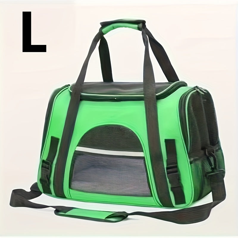 Portable Cat Carrier with Plush Mat - Large Capacity Breathable Travel Bag for Pet Outings, Zipper Closure, Ventilated Mesh & Soft Lining, Secure Straps for Car & Outdoor Use, Cat Travel Carrier, Secure Latching System - PAW-SOME PETS