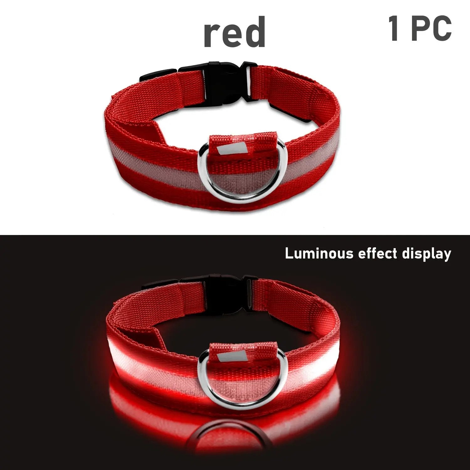 LED Webbing Collar, Suitable for Small to Medium Dogs - Keep Your Pet Safe and Visible During Nighttime Walks