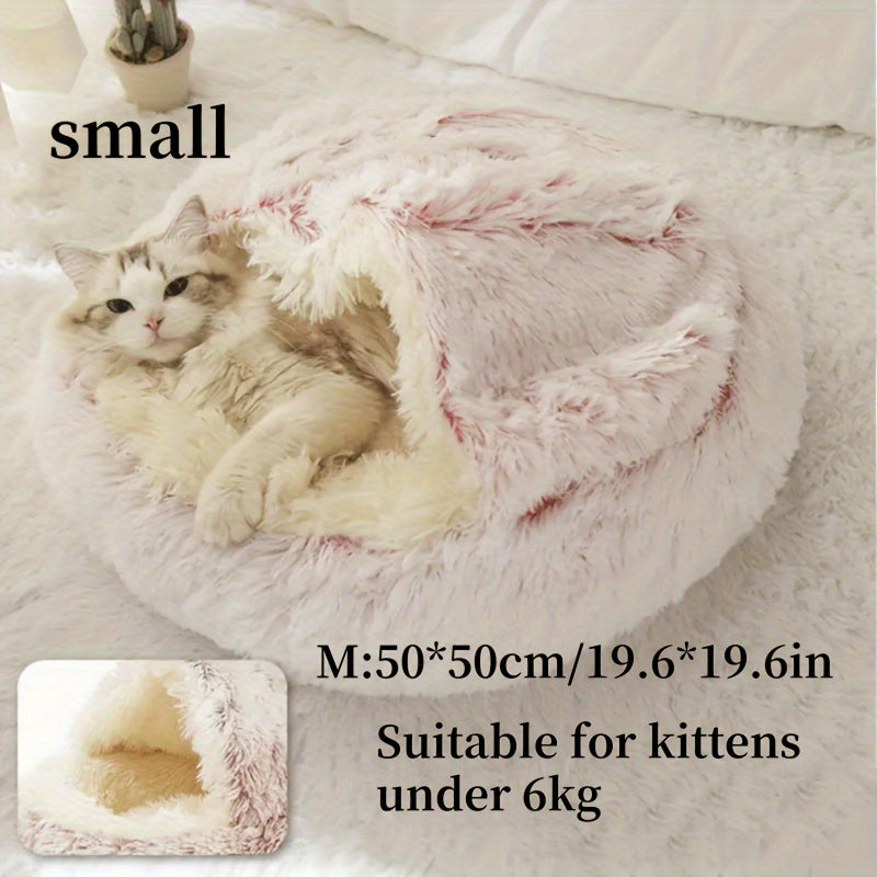 Winter Universal Plush Round Hooded Pet Bed, Warm Dog Bed Bed Suitable for Small s and Dogs, Cozy Fluffy Soft Bed Dog Bed, Warm Donut Pet Mat for s and, Christmas Holiday Gift - PAW-SOME PETS