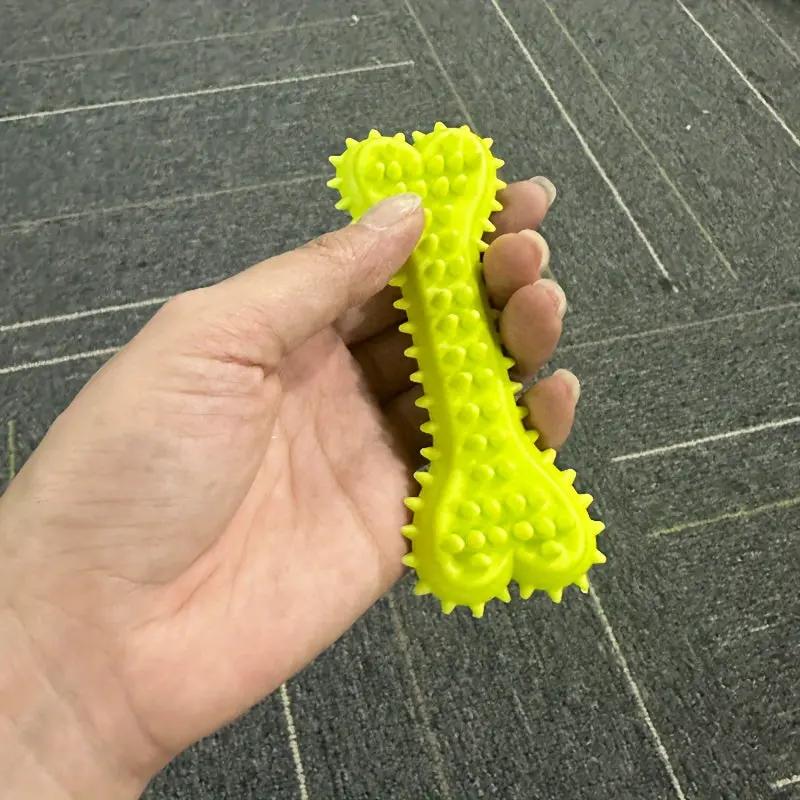 Polka Dot Bone-Shaped Dog Chew Toy - Durable Rubber Toothbrush Stick For Teeth Cleaning, Training & Play