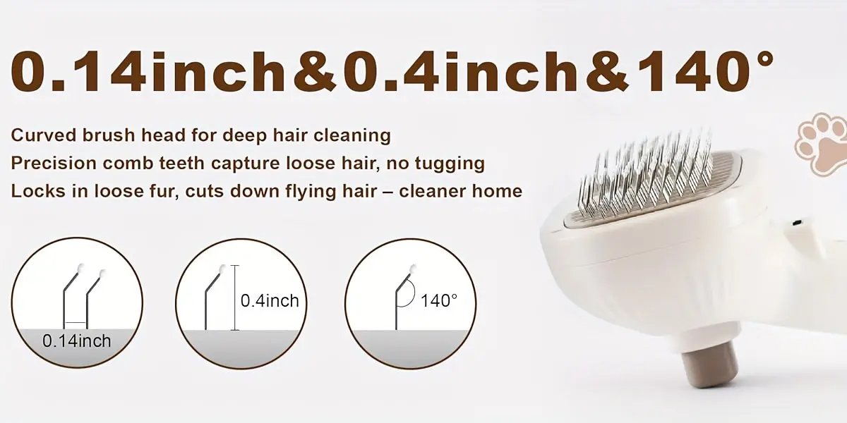 1pc USB Rechargeable Pet Grooming Brush for Cats & Dogs - Stainless Steel Bristles, Ergonomic Handle, Gentle on Sensitive Light, Ideal for Short & Long Hair, Promotes Healthy Coat, Pet Grooming Tool, Sleek Design, Durable Con
