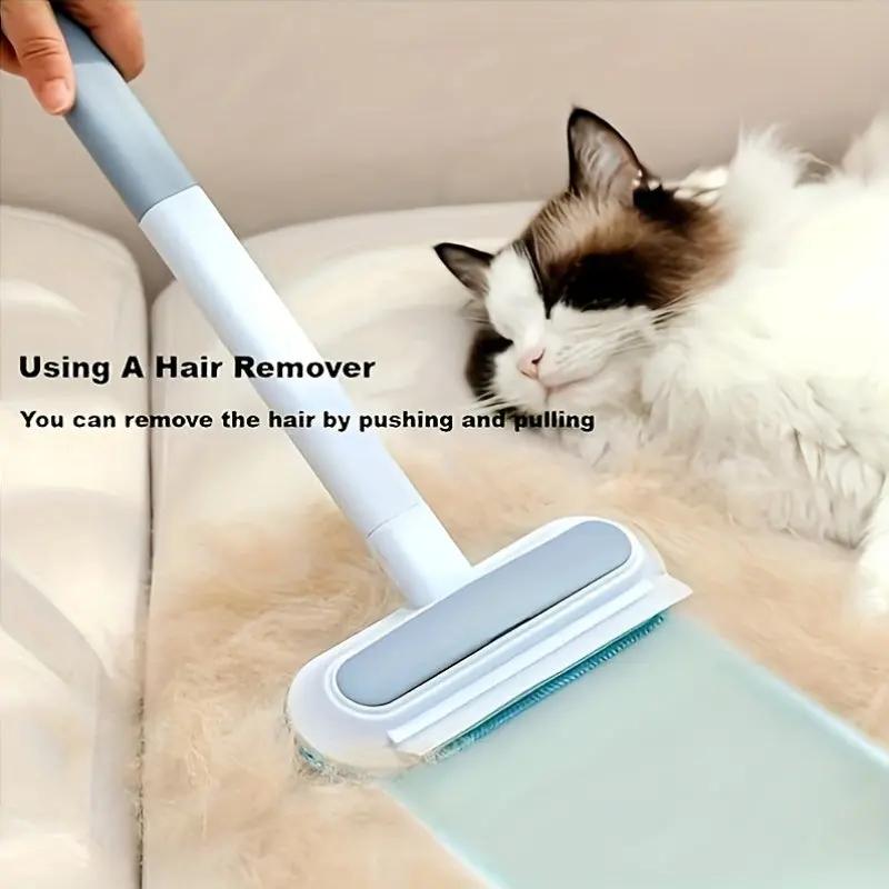 2-in-1 Dual-Action Pet Hair Remover Brush for Dogs & Cats - Bristles & Rubber Mats, Durable Plastic Handle, Reusable Lint Brush for Carpets, Upholstery - Efficient Fur Removal Tool, Gentle on Pets, Pet Grooming Accessory, Dua