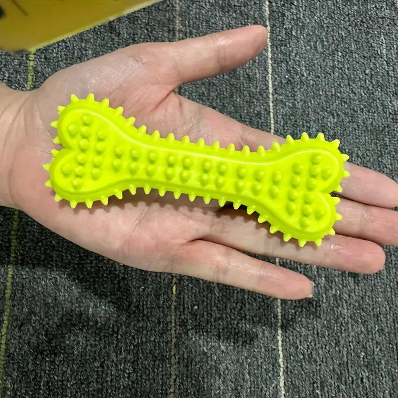 Polka Dot Bone-Shaped Dog Chew Toy - Durable Rubber Toothbrush Stick For Teeth Cleaning, Training & Play