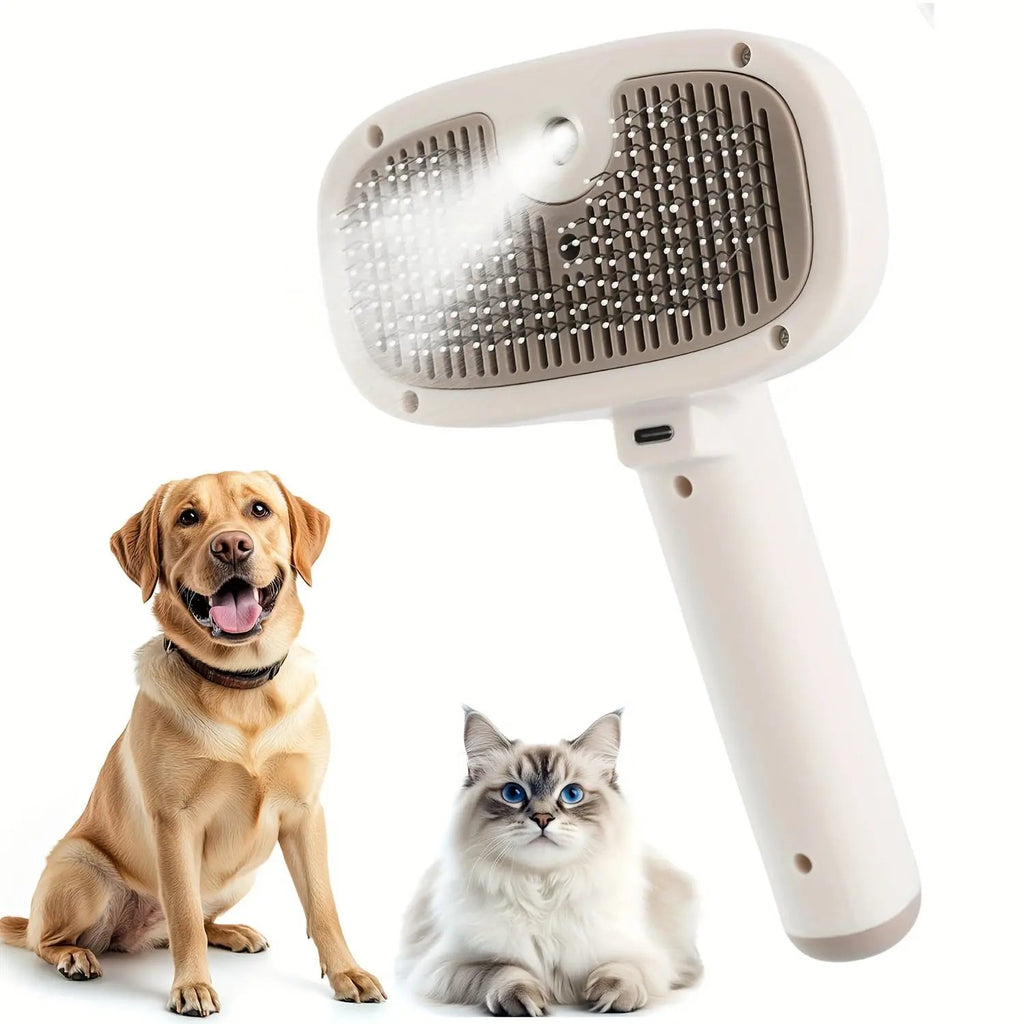 1pc USB Rechargeable Pet Grooming Brush for Cats & Dogs - Stainless Steel Bristles, Ergonomic Handle, Gentle on Sensitive Light, Ideal for Short & Long Hair, Promotes Healthy Coat, Pet Grooming Tool, Sleek Design, Durable Con