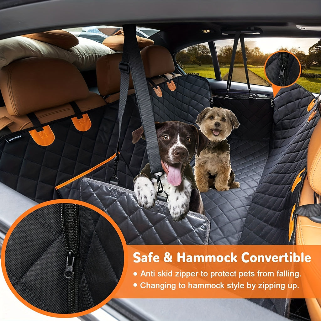 600D Heavy Duty Waterproof Dog Seat Cover - Scratch-Proof Non-Slip Pet Hammock with Soft Durable Polyester, Universal Fit for Cars Trucks SUVs Back Seat Protection - PAW-SOME PETS