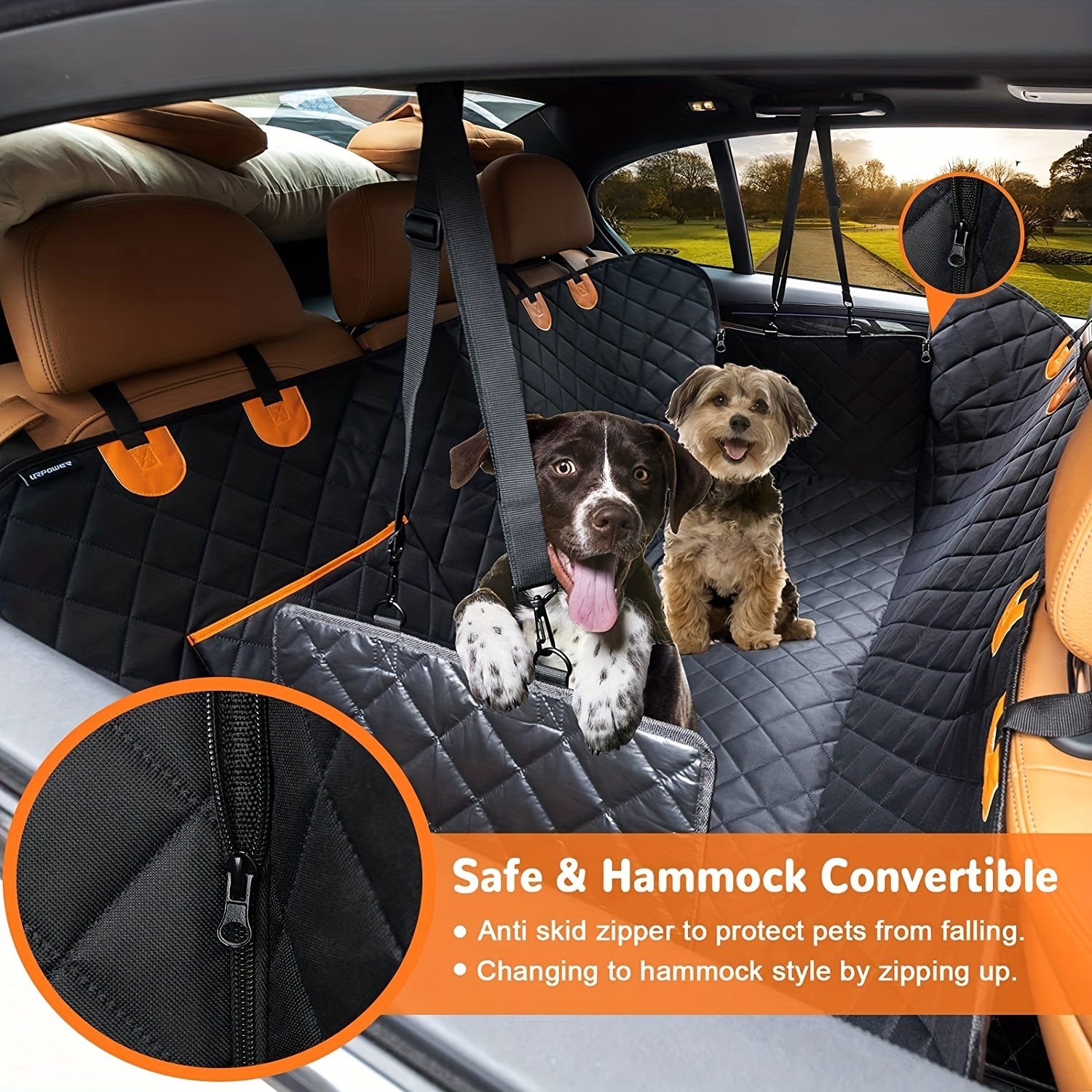 600D Heavy Duty Waterproof Dog Seat Cover - Scratch-Proof Non-Slip Pet Hammock with Soft Durable Polyester, Universal Fit for Cars Trucks SUVs Back Seat Protection - PAW-SOME PETS