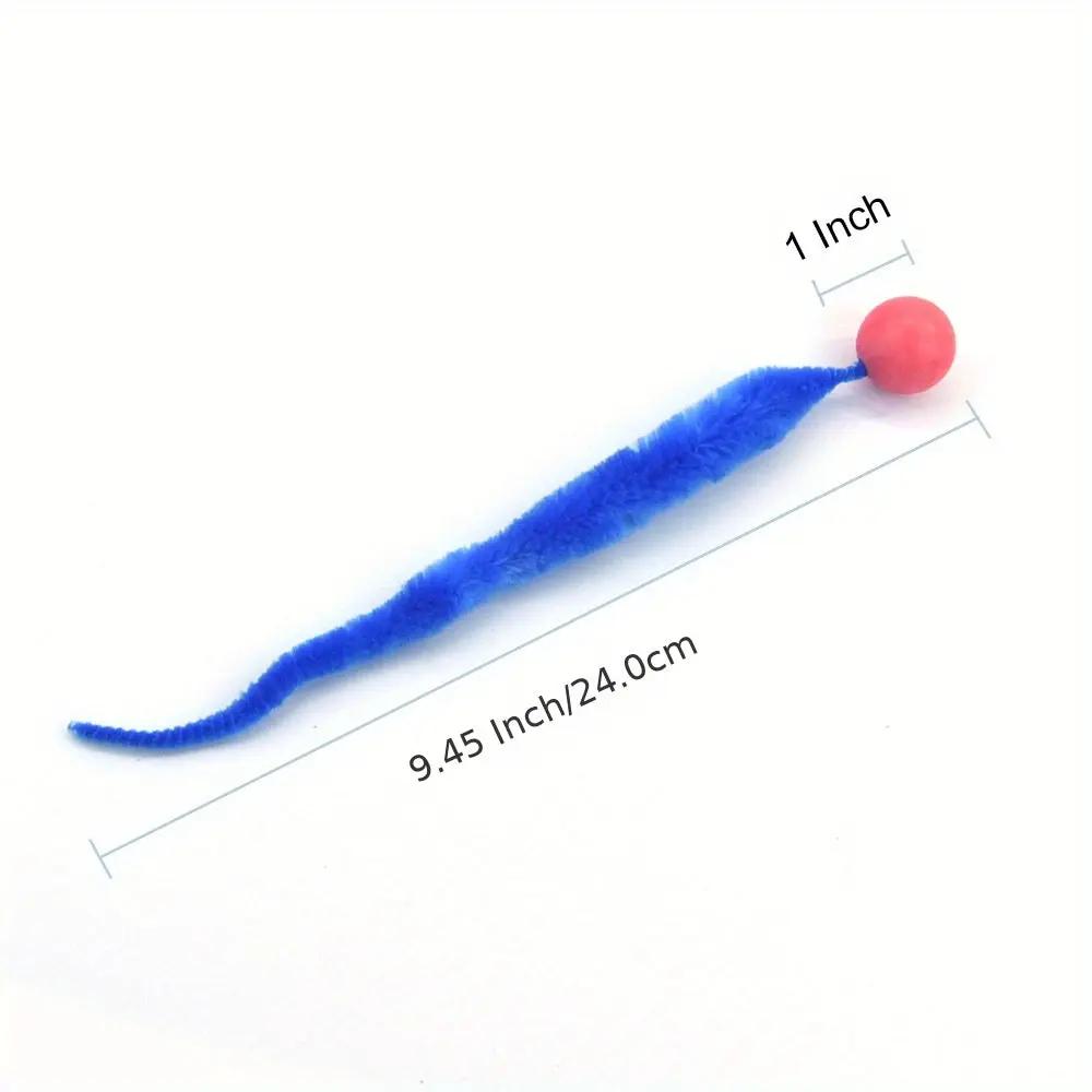 Colorful Caterpillar Plush Cat Toy with Glowing Green Eyes - Interactive Bouncy Ball Design, Soft Durable Polyester Material, Perfect for Indoor Play and Pet Entertainment, Interactive Cat Toy, Without Battery PAW-SOME PETS