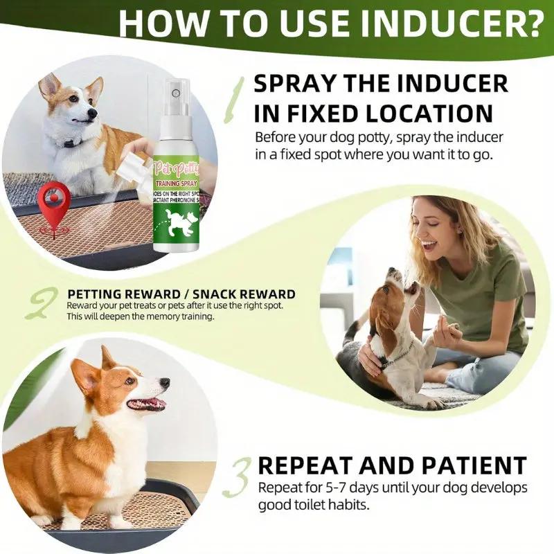 Potty Training Spray for Dogs & Cats - & Effective Housebreaking Aid with Hydrogenated Phellandrum & Lavender/Eucalyptus Oils, Pheromone-Based Odor Control, Potty Trainer for Puppies, Sprayer Bottle Included-like Design (30,