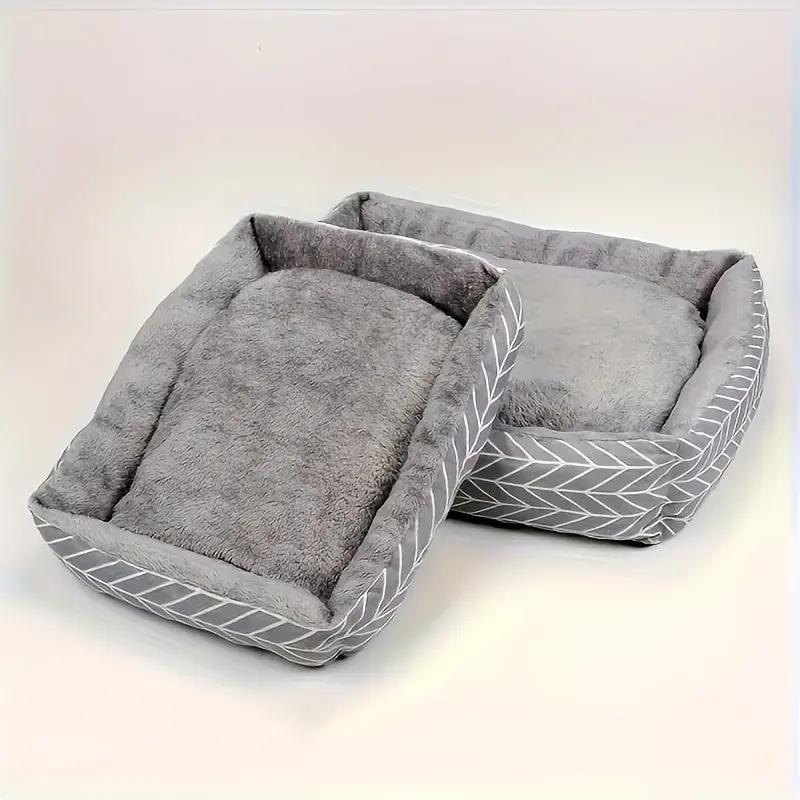 Winter Warm Dog Bed - Ultra Soft Plush Thick Cushion Pet Bed, No Assembly Required, 4 Sizes (M-XXL) for Small Medium Large Dogs & Cats, Grey & Black -like Bedding, Durable Pad for Pomeranian, Shih Tzu, Poodle