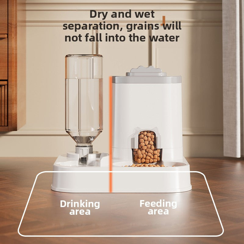 Automatic Cat & Dog Water Dispenser with Integrated Food Basin - 1-10L Capacity, No Batteries Needed, Modern White Design for Easy Cleaning & Hydration - Durable Pet Hydration Solution, Automatic Pet Feeder, Sleek Pet Accesso - PAW-SOME PETS