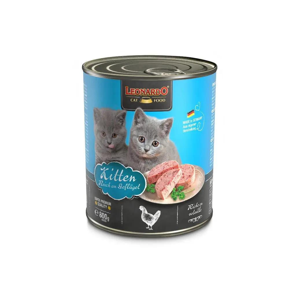LEONARDO KITTEN - Pack of 6 Cans of Wet Food for Kittens & Puppies with Fresh Meat, Rich in Poultry