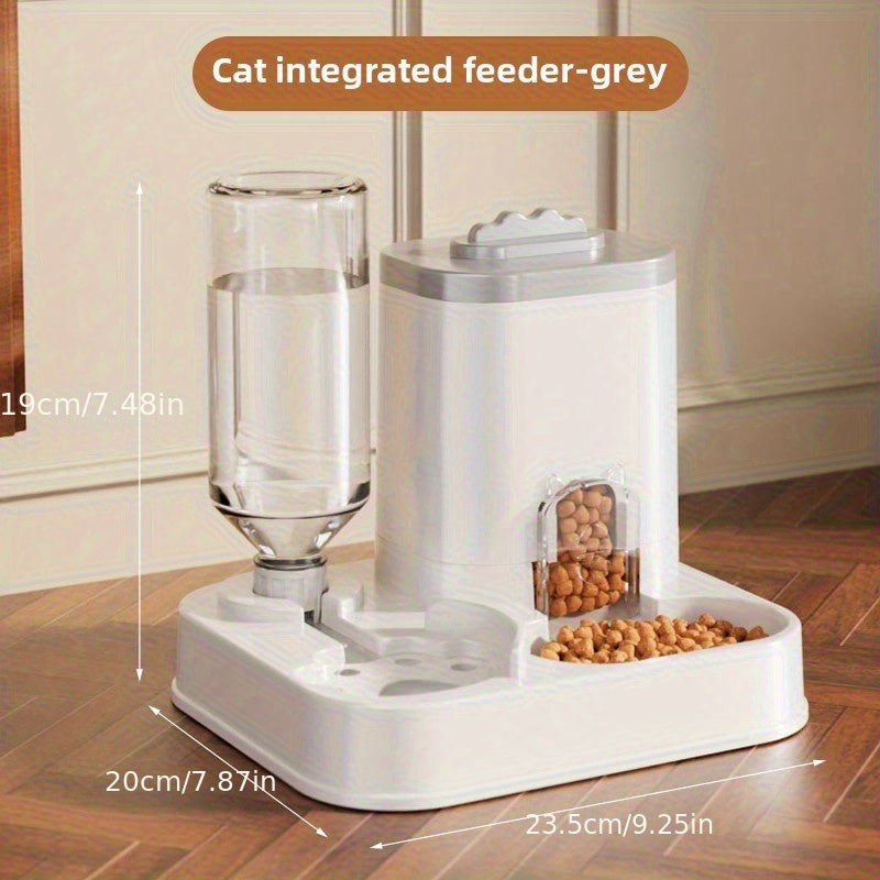 Automatic Cat & Dog Water Dispenser with Integrated Food Basin - 1-10L Capacity, No Batteries Needed, Modern White Design for Easy Cleaning & Hydration - Durable Pet Hydration Solution, Automatic Pet Feeder, Sleek Pet Accesso - PAW-SOME PETS