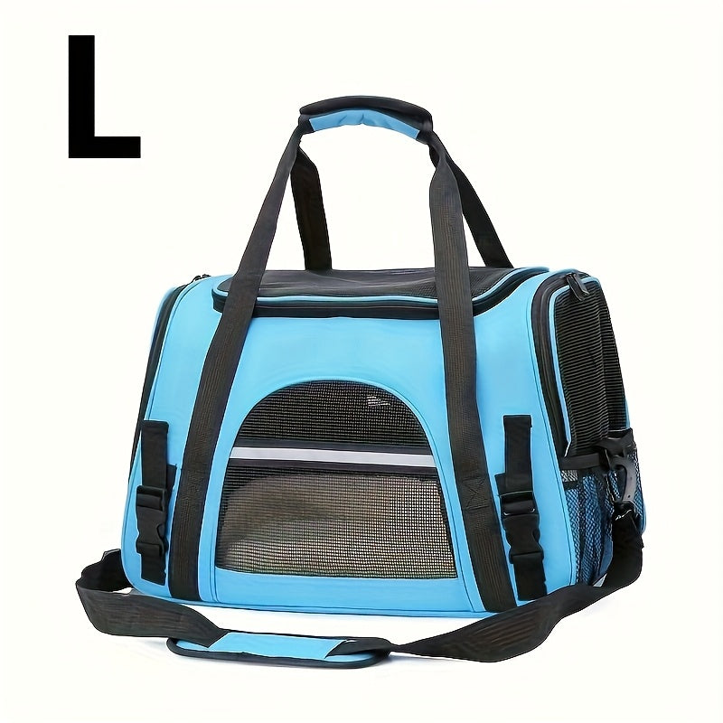 Portable Cat Carrier with Plush Mat - Large Capacity Breathable Travel Bag for Pet Outings, Zipper Closure, Ventilated Mesh & Soft Lining, Secure Straps for Car & Outdoor Use, Cat Travel Carrier, Secure Latching System - PAW-SOME PETS