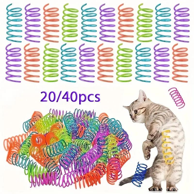 Whimsical Cat Spiral Toys - Interactive Indoor Playset for Kitten Hunting, Swatting, Biting - Colorful Plastic Coil Springs for Endless Fun and Exercise