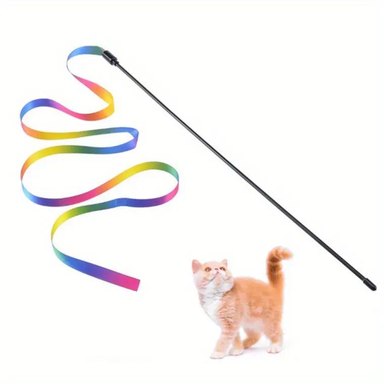 1pc Interactive Cat Toy With Cute Ribbon Teaser Stick For Endless Fun And Playtime