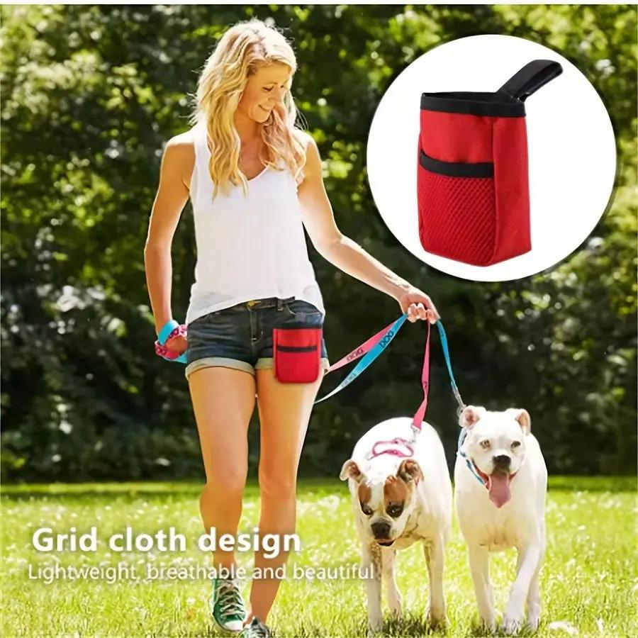 Compact Dog Training Treat Pouch with Secure Closure - Durable Polyester Waist Pack for Obedience & Agility, 2 Colors (Black/Red), Portable Snack Reward Bag for Puppy Feeding & On-the-Go Rewards