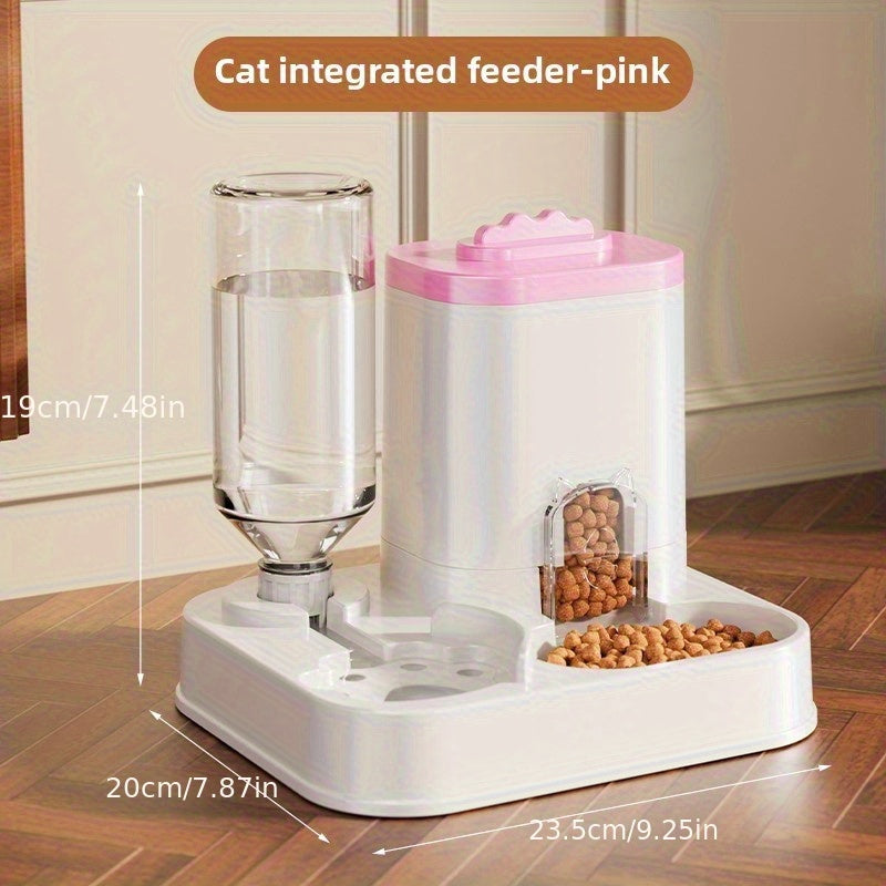 Automatic Cat & Dog Water Dispenser with Integrated Food Basin - 1-10L Capacity, No Batteries Needed, Modern White Design for Easy Cleaning & Hydration - Durable Pet Hydration Solution, Automatic Pet Feeder, Sleek Pet Accesso - PAW-SOME PETS