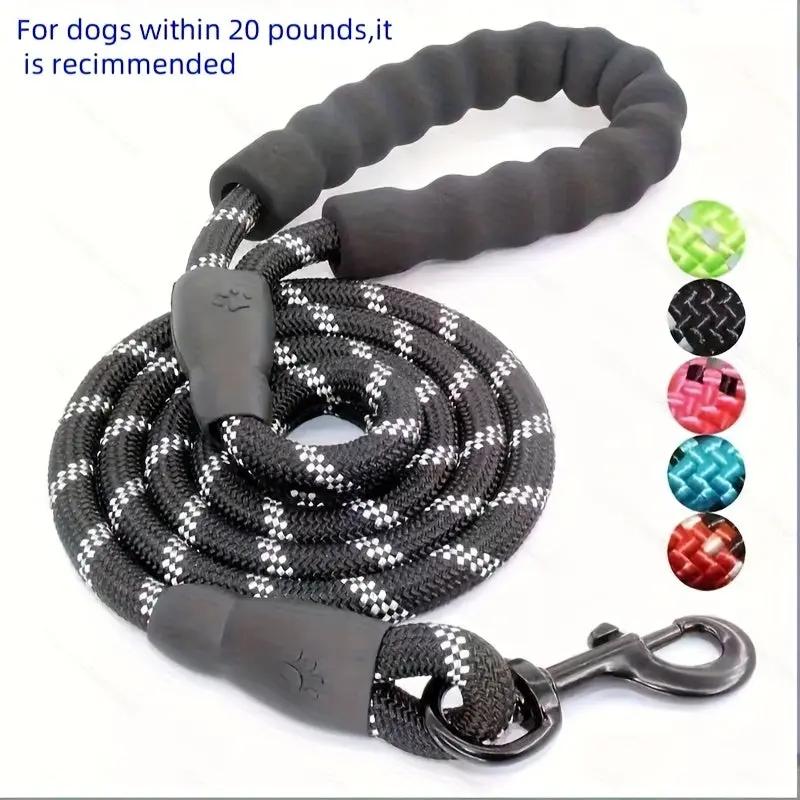 Reflective Dog Leash With Comfortable Padded Handle - Double Heavy Duty Traction Rope For Strong Dogs - Enhance Safety And Control On Walks Christmas Gift