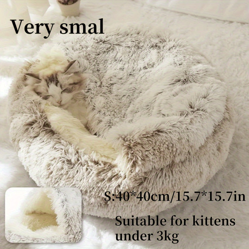 Winter Universal Plush Round Hooded Pet Bed, Warm Dog Bed Bed Suitable for Small s and Dogs, Cozy Fluffy Soft Bed Dog Bed, Warm Donut Pet Mat for s and, Christmas Holiday Gift - PAW-SOME PETS