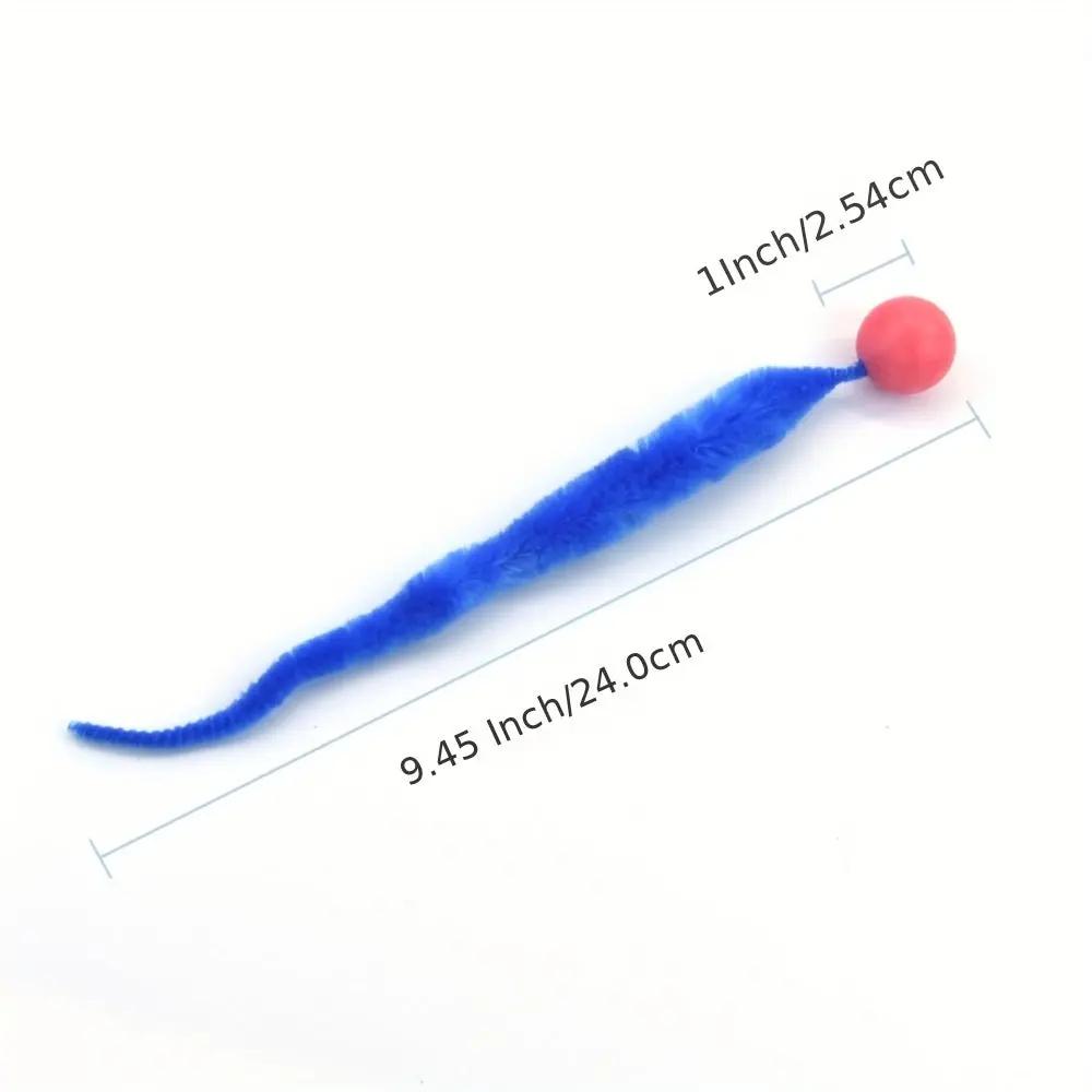 Colorful Caterpillar Plush Cat Toy with Glowing Green Eyes - Interactive Bouncy Ball Design, Soft Durable Polyester Material, Perfect for Indoor Play and Pet Entertainment, Interactive Cat Toy, Without Battery PAW-SOME PETS