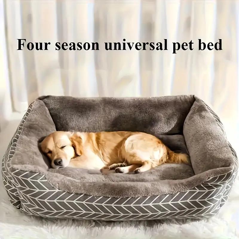 Winter Warm Dog Bed - Ultra Soft Plush Thick Cushion Pet Bed, No Assembly Required, 4 Sizes (M-XXL) for Small Medium Large Dogs & Cats, Grey & Black -like Bedding, Durable Pad for Pomeranian, Shih Tzu, Poodle