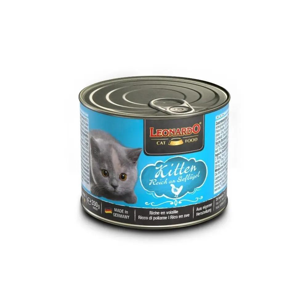 LEONARDO KITTEN - Pack of 6 Cans of Wet Food for Kittens & Puppies with Fresh Meat, Rich in Poultry