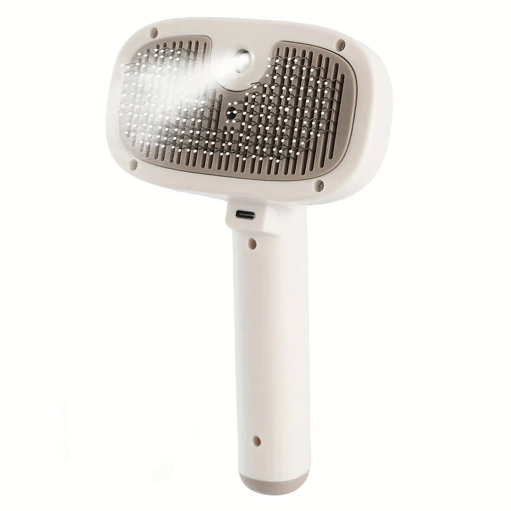 1pc USB Rechargeable Pet Grooming Brush for Cats & Dogs - Stainless Steel Bristles, Ergonomic Handle, Gentle on Sensitive Light, Ideal for Short & Long Hair, Promotes Healthy Coat, Pet Grooming Tool, Sleek Design, Durable Con
