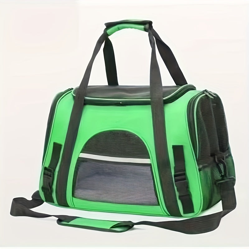 Portable Cat Carrier with Plush Mat - Large Capacity Breathable Travel Bag for Pet Outings, Zipper Closure, Ventilated Mesh & Soft Lining, Secure Straps for Car & Outdoor Use, Cat Travel Carrier, Secure Latching System - PAW-SOME PETS
