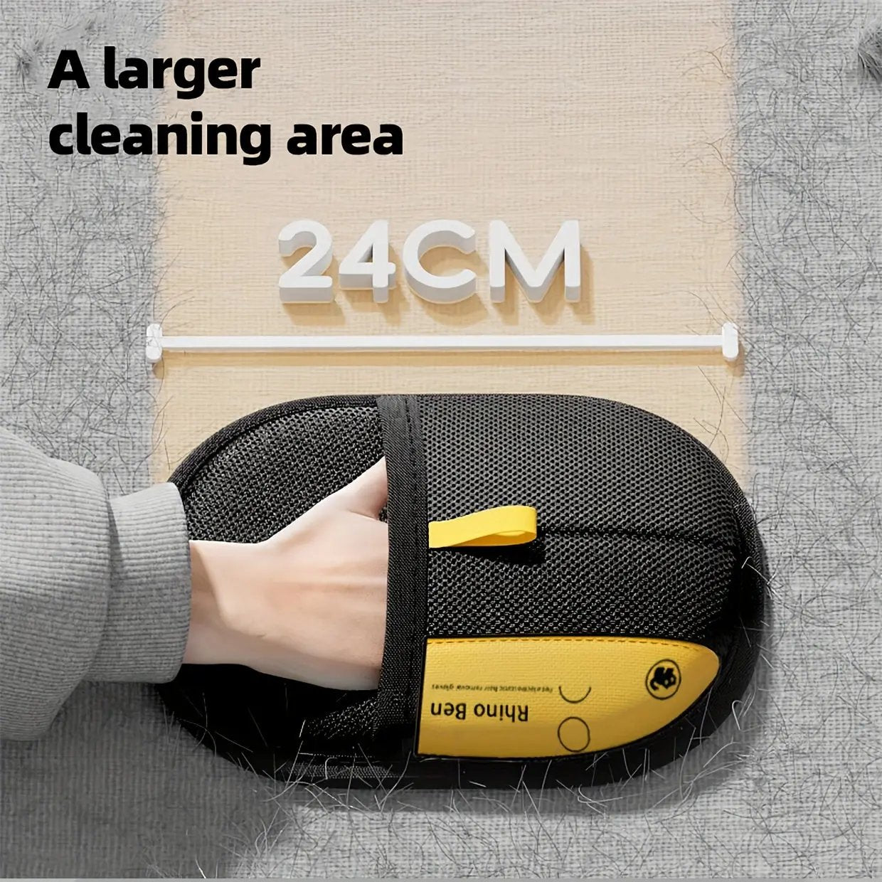 Upgraded Large Pet Static Hair Removal Gloves - Black Polypropylene Cat Grooming Gloves with Yellow Accents, 24.99cm*17.98cm, Efficient Pet Hair and Dander Removal, Essential Tool for Cats and Dogs | Stylish Pet Accessory | D