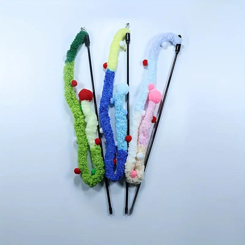 Interactive Cat Teaser Toy - Soft Plush Strip With Teasing Stick For Kitten Play - Pet Supplies For Fun And Exercise