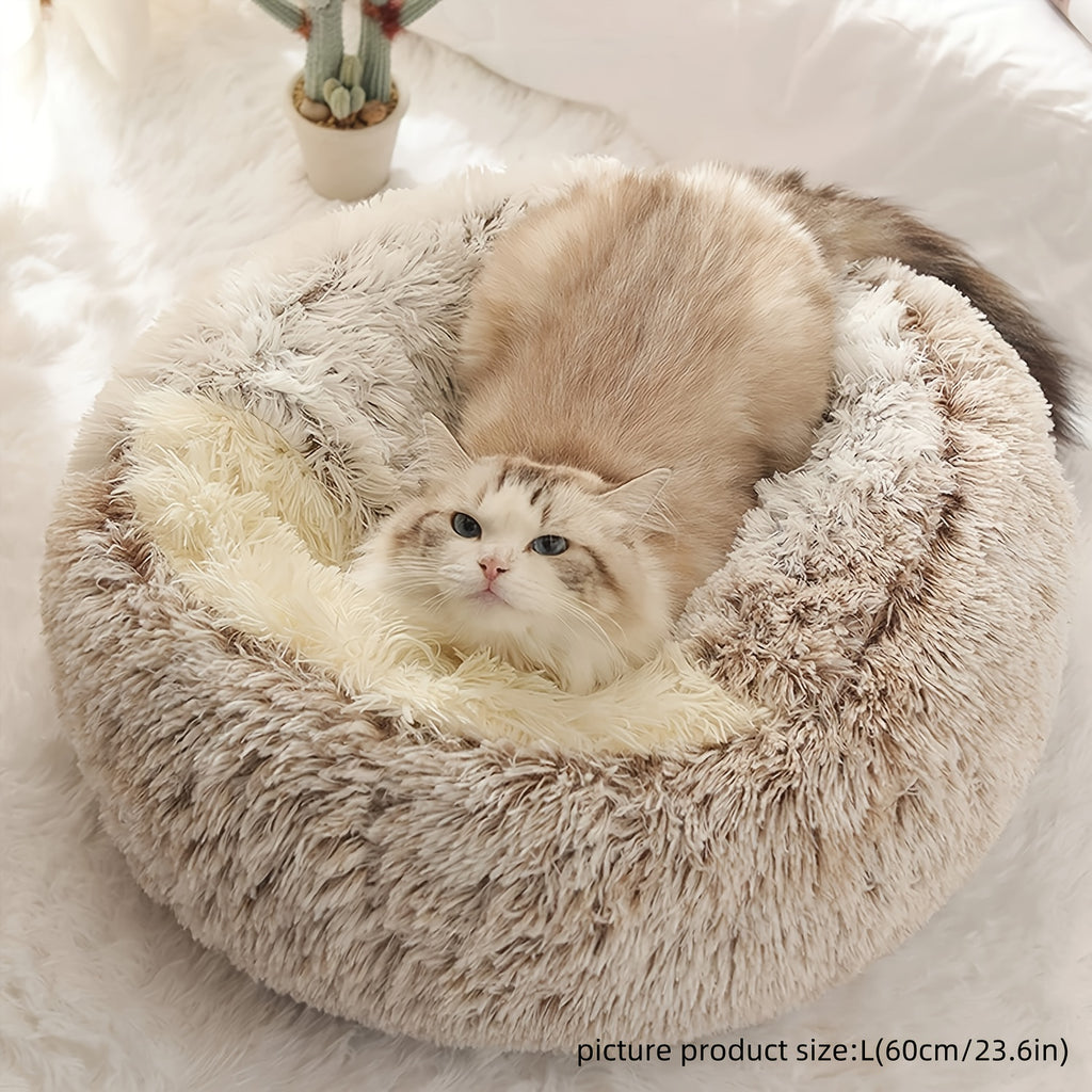 Winter Universal Plush Round Hooded Pet Bed, Warm Dog Bed Bed Suitable for Small s and Dogs, Cozy Fluffy Soft Bed Dog Bed, Warm Donut Pet Mat for s and, Christmas Holiday Gift - PAW-SOME PETS
