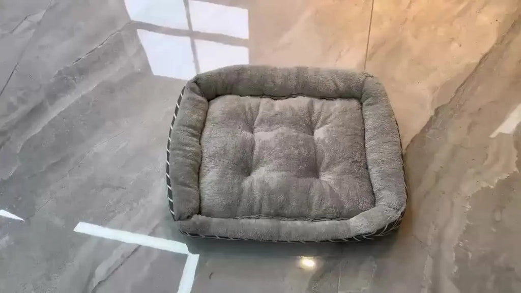 Winter Warm Dog Bed - Ultra Soft Plush Thick Cushion Pet Bed, No Assembly Required, 4 Sizes (M-XXL) for Small Medium Large Dogs & Cats, Grey & Black -like Bedding, Durable Pad for Pomeranian, Shih Tzu, Poodle